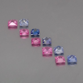 Gemas de zafiro multicolor natural de  ct, cuadrado, VVS-VS