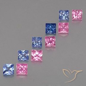 Gemas de Zafiro Multicolor natural de 2.65 ct, Cuadrado, VVS-VS