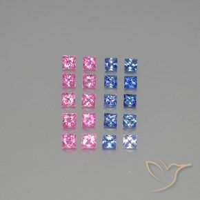 Gemas de Zafiro Multicolor natural de 4.74 ct, Cuadrado, VVS-VS