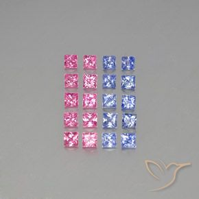 Gemas de Zafiro Multicolor natural de 3.09 ct, Cuadrado, VVS-VS