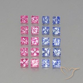 Gemas de Zafiro Multicolor natural de 3.09 ct, Cuadrado, VVS-VS