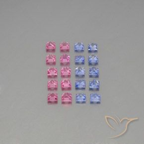 Gemas de Zafiro Multicolor natural de 3.09 ct, Cuadrado, VVS-VS