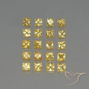 Gemas de zafiro amarillo natural de 1,99 ct, cuadrado, VVS-VS