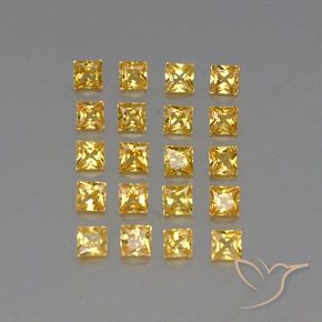 Gemas de zafiro amarillo natural de 2,05 ct, cuadrado, VVS-VS