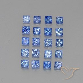Gemas de Zafiro Azul pastel natural de 2.03 ct, Cuadrado, VVS-VS