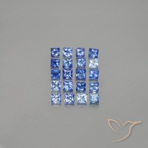 Gemas de zafiro azul natural de 1,52 ct, cuadrado, VVS-VS