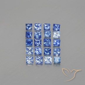 Gemas de zafiro azul natural de 1,52 ct, cuadrado, VVS-VS