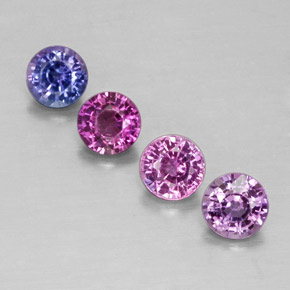 Gemas de zafiro multicolor natural de  ct, corte redondo, VS