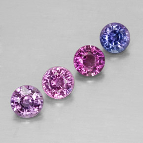Gemas de zafiro multicolor natural de  ct, corte redondo, VS