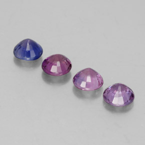 Gemas de zafiro multicolor natural de  ct, corte redondo, VS