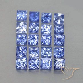Gemas de Zafiro Azul pastel natural de 3.38 ct, Cuadrado, VVS-VS