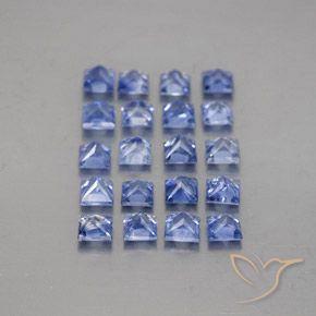 Gemas de Zafiro Azul pastel natural de 3.38 ct, Cuadrado, VVS-VS