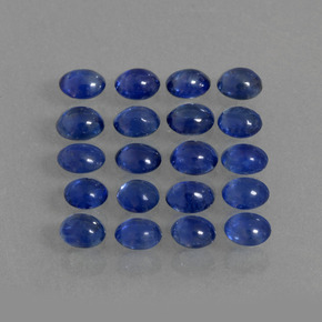 Gemas de zafiro azul natural de  ct, corte óvalo, translúcido