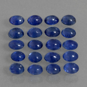 Gemas de zafiro azul natural de  ct, corte óvalo, translúcido