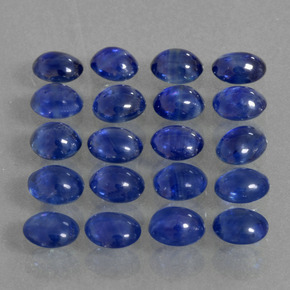 Gemas de zafiro azul natural de  ct, corte óvalo, translúcido