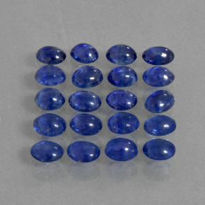 Gemas de zafiro azul natural de  ct, corte óvalo, translúcido