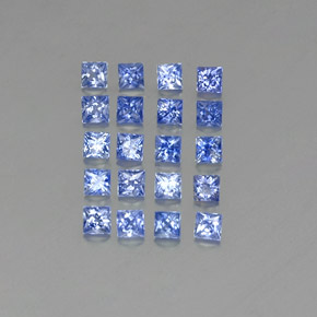 Gemas de zafiro azul natural de  ct, cuadrado, VVS-VS
