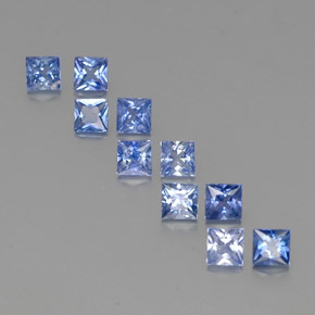 Gemas de zafiro azul natural de  ct, cuadrado, VVS-VS