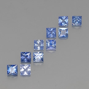 Gemas de zafiro azul natural de  ct, cuadrado, VVS-VS