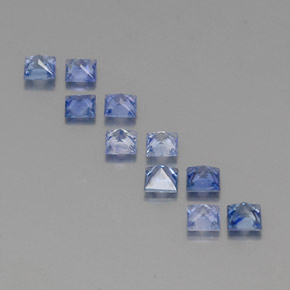 Gemas de zafiro azul natural de  ct, cuadrado, VVS-VS