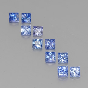 Gemas de zafiro azul natural de  ct, cuadrado, VVS-VS