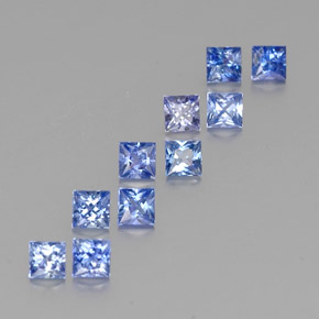 Gemas de zafiro azul natural de  ct, cuadrado, VVS-VS