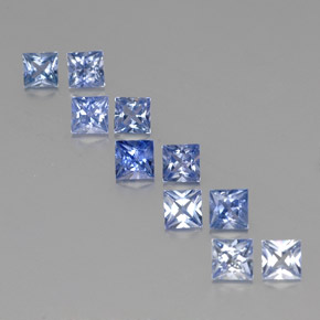 Gemas de zafiro azul natural de  ct, cuadrado, VVS-VS