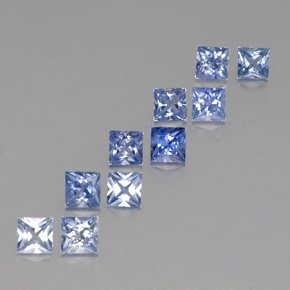 Gemas de zafiro azul natural de  ct, cuadrado, VVS-VS