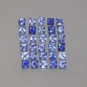 Gemas de zafiro azul natural de  ct, cuadrado, VVS-VS