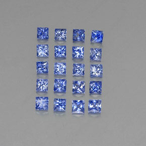 Gemas de zafiro azul natural de  ct, cuadrado, VVS-VS
