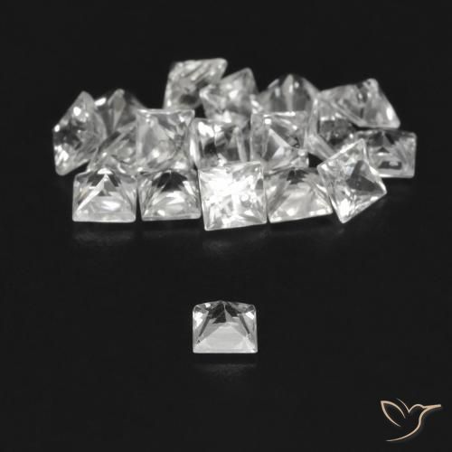 Gemas de Zafiro Blanco natural de 1.78 ct, Cuadrado, VVS-VS