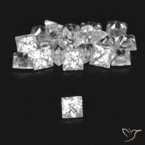 Gemas de Zafiro Blanco claro natural de 1.95 ct, Cuadrado, VVS-VS