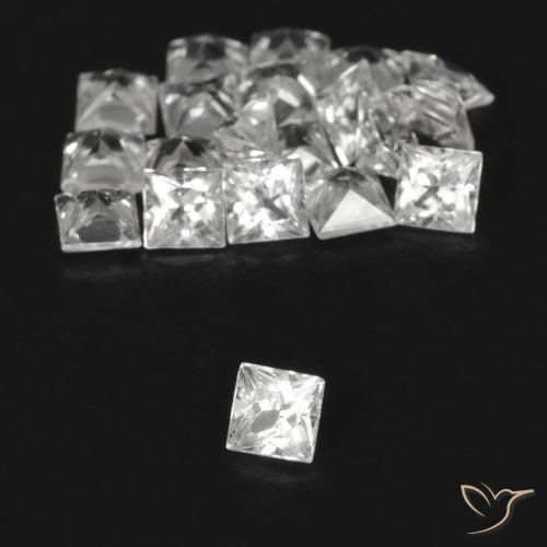 Gemas de Zafiro Blanco claro natural de 2.12 ct, Cuadrado, VVS-VS