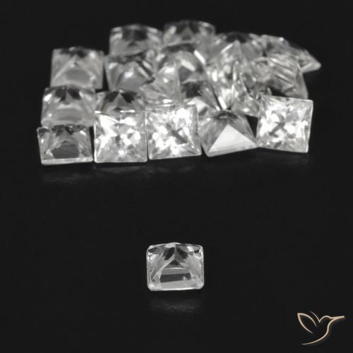 Gemas de Zafiro Blanco claro natural de 2.12 ct, Cuadrado, VVS-VS