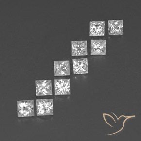 Gemas de Zafiro Blanco natural de 1.39 ct, Cuadrado, VVS-VS