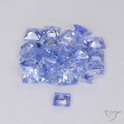 Gemas de Zafiro Azul claro natural de 1.82 ct, Cuadrado, VVS-VS