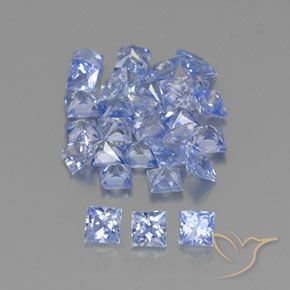 Gemas de Zafiro Azul claro natural de 2.25 ct, Cuadrado, VVS-VS