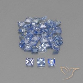 Gemas de Zafiro Azul pastel natural de 1.95 ct, Cuadrado, VVS-VS