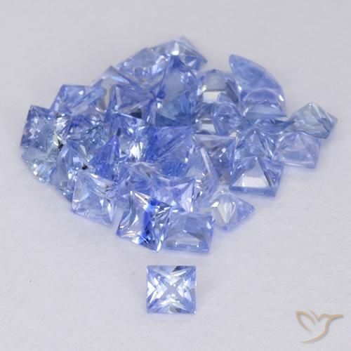 Gemas de Zafiro Azul claro natural de 2.22 ct, Cuadrado, VVS-VS