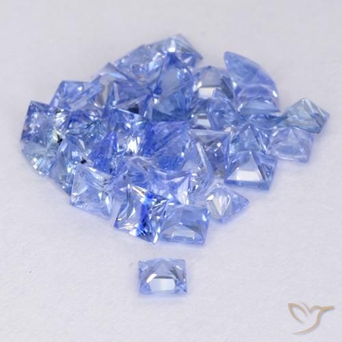 Gemas de Zafiro Azul claro natural de 2.22 ct, Cuadrado, VVS-VS
