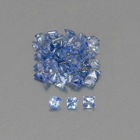 Gemas de zafiro azul natural de  ct, cuadrado, VVS-VS
