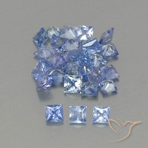 Gemas de Zafiro Azul pastel natural de 2.19 ct, Cuadrado, VVS-VS
