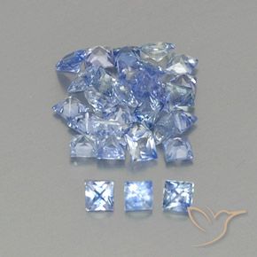 Gemas de Zafiro Azul pastel natural de 2.05 ct, Cuadrado, VVS-VS