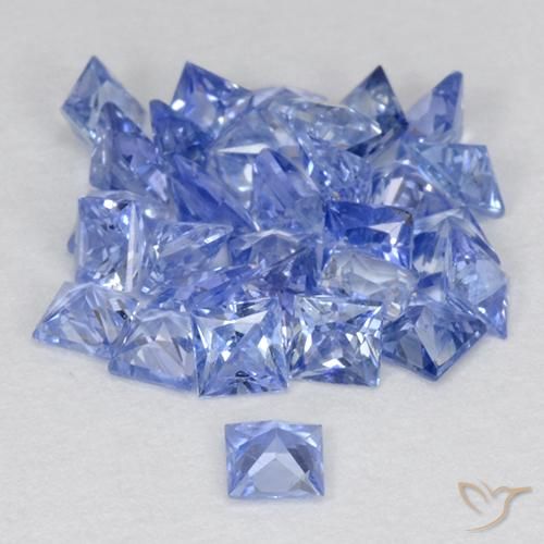 Gemas de Zafiro Azul pastel natural de 2.47 ct, Cuadrado, VVS-VS