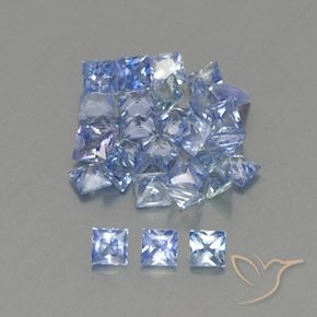 Gemas de Zafiro Azul pastel natural de 1.88 ct, Cuadrado, VVS-VS