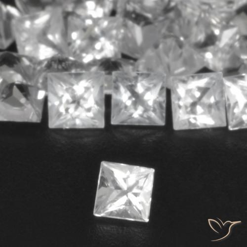 Gemas de Zafiro Blanco natural de 2.51 ct, Cuadrado, VVS-VS