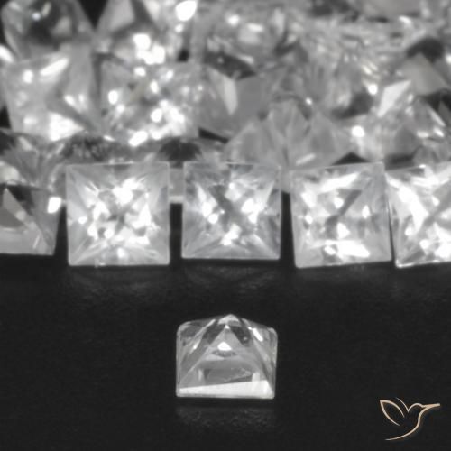 Gemas de Zafiro Blanco natural de 2.51 ct, Cuadrado, VVS-VS