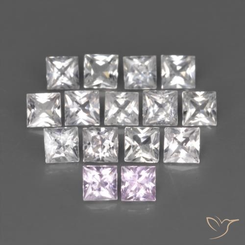 Gemas de Zafiro Blanco natural de 1.89 ct, Cuadrado, VVS-VS