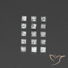 Gemas de zafiro blanco natural de 1,54 ct, cuadrado, VVS-VS