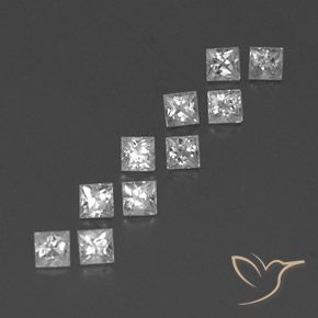 Gemas de Zafiro Blanco natural de 1.28 ct, Cuadrado, VVS-VS
